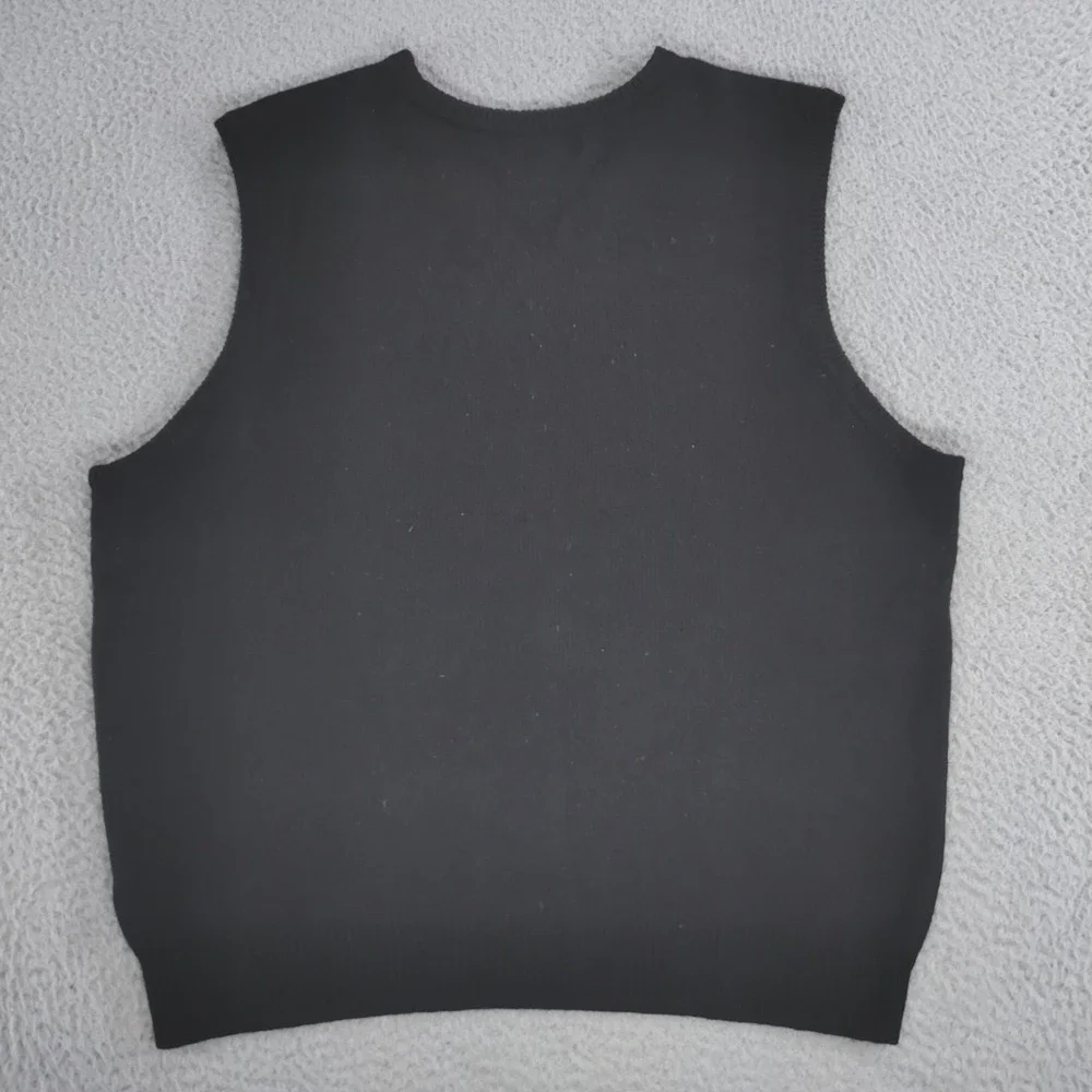 VTG Polo Ralph Lauren Sweater Vest Mens Large Black 100% Lambswool Pullover